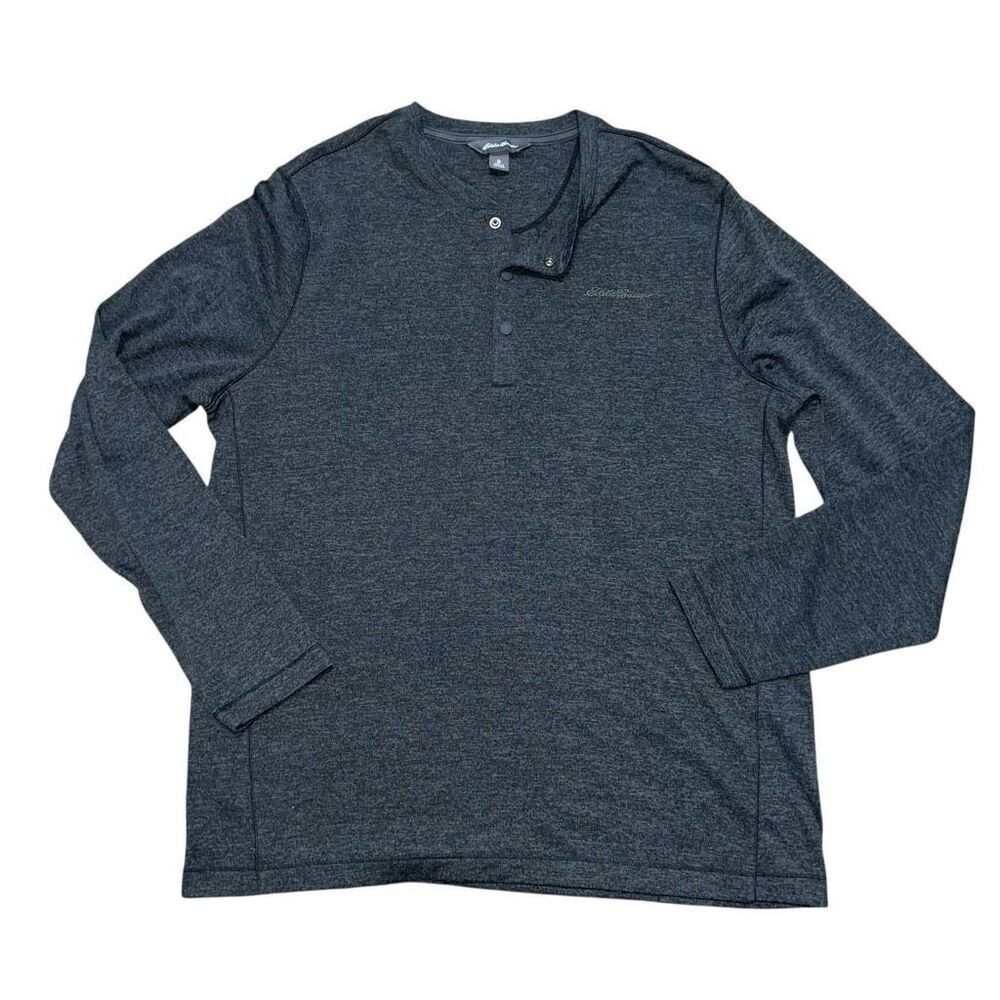 EDDIE BAUER MEN’s Grey Henley Pullover Size XL